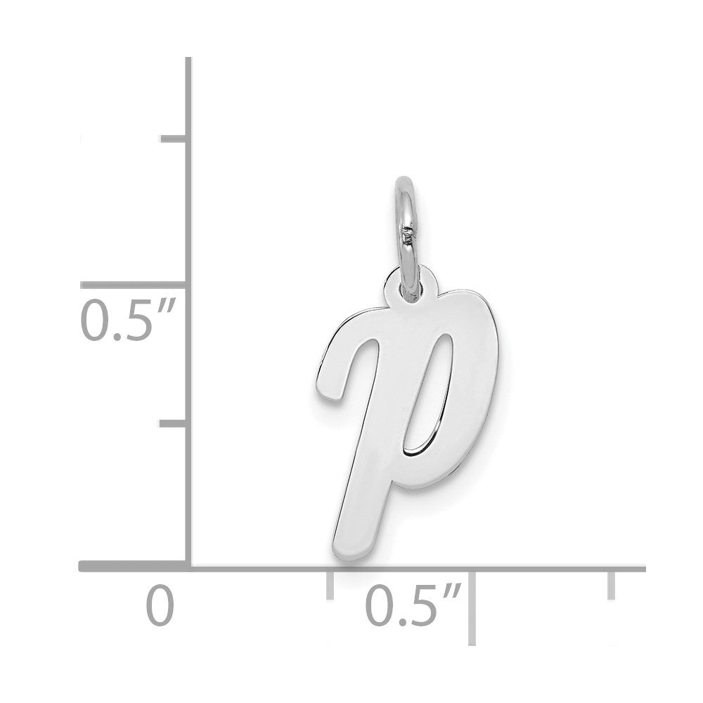 FJC Finejewelers 14 kt White Gold Small Script Letter P Initial Charm