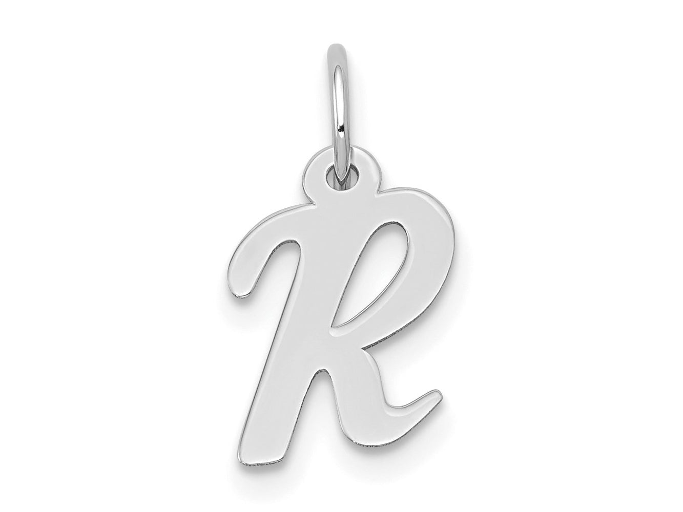 FJC Finejewelers 14 kt White Gold Small Script Letter R Initial Charm