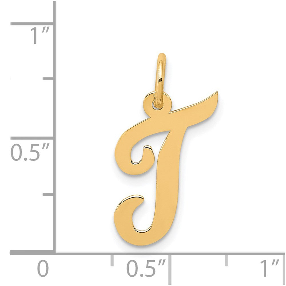 FJC Finejewelers 14 kt Yellow Gold Medium Script Letter T Initial Charm