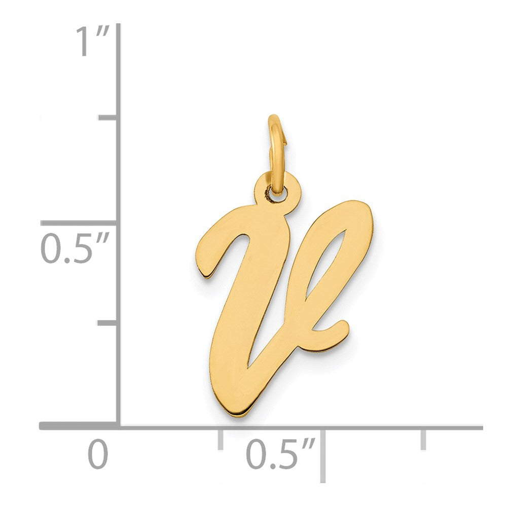 FJC Finejewelers 14 kt Yellow Gold Medium Script Letter V Initial Charm