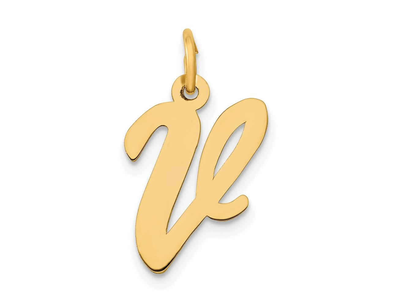 FJC Finejewelers 14 kt Yellow Gold Medium Script Letter V Initial Charm
