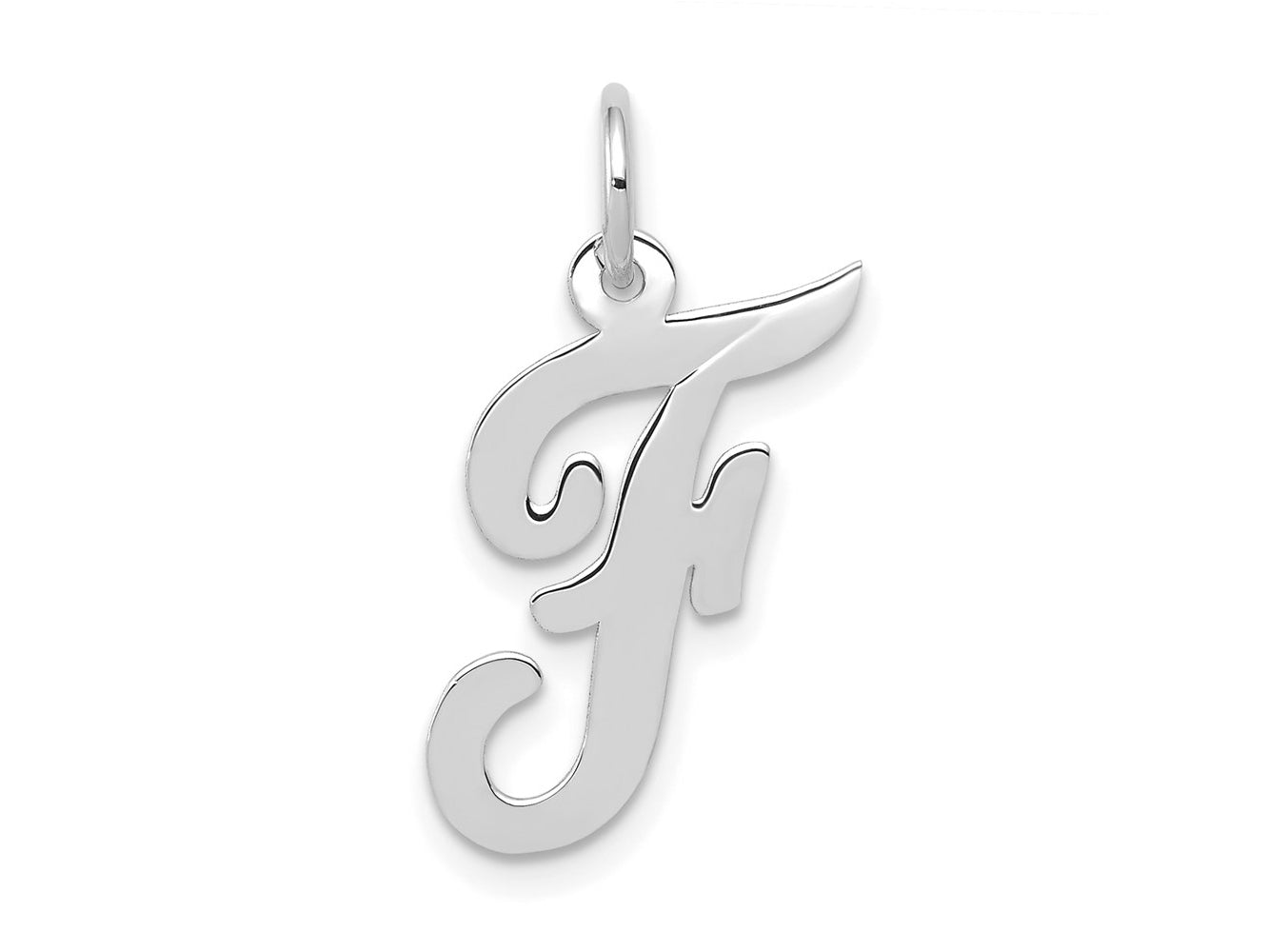 FJC Finejewelers 14 kt White Gold Medium Script Letter F Initial Charm