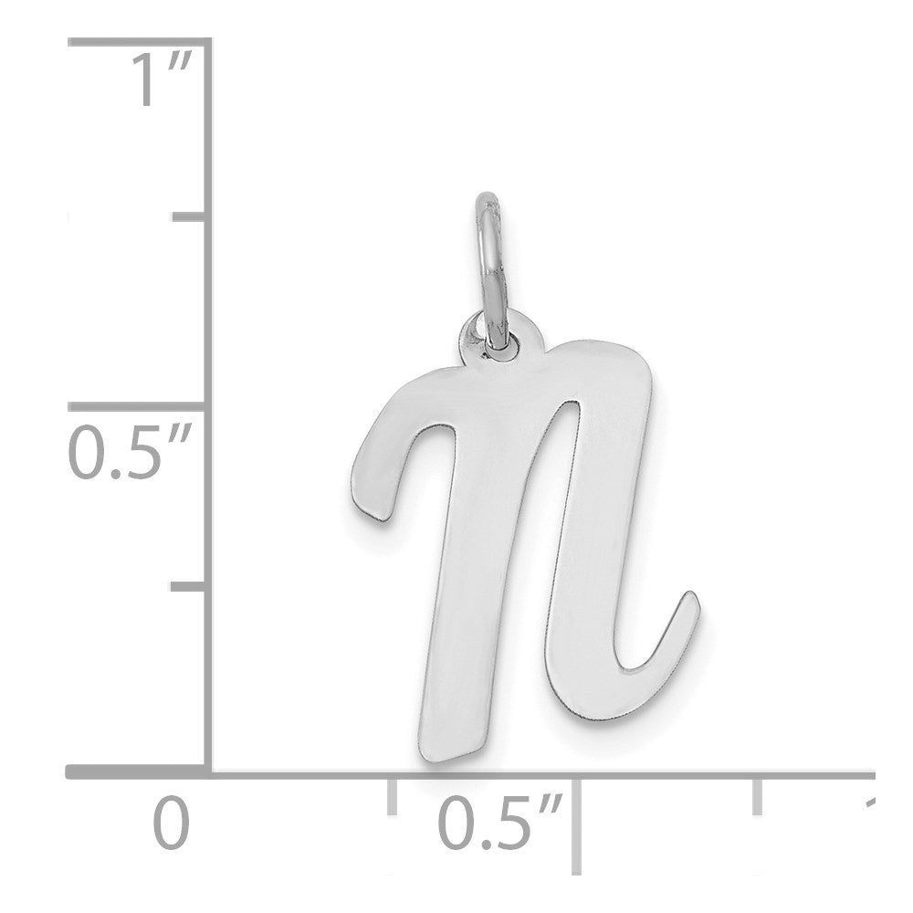 FJC Finejewelers 14 kt White Gold Medium Script Letter N Initial Charm