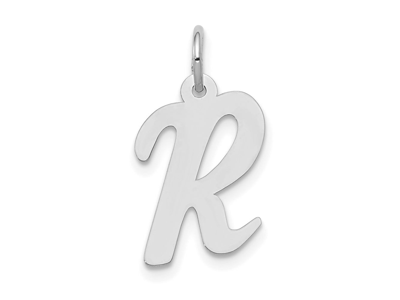 FJC Finejewelers 14 kt White Gold Medium Script Letter R Initial Charm
