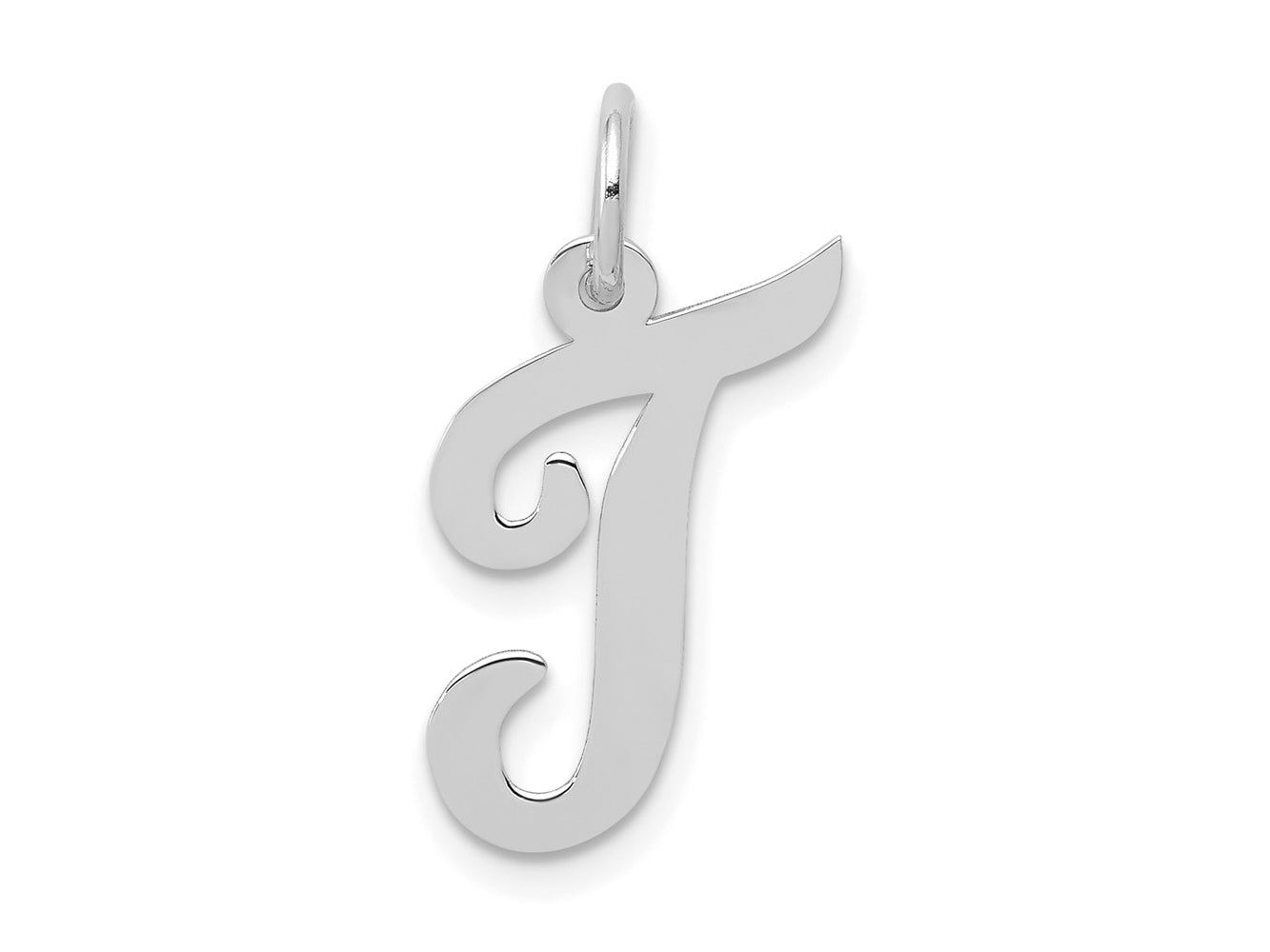 FJC Finejewelers 14 kt White Gold Medium Script Letter T Initial Charm