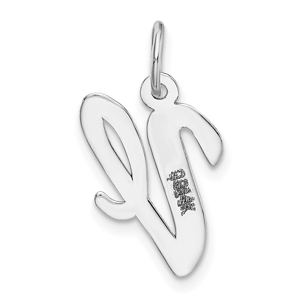 FJC Finejewelers 14 kt White Gold Medium Script Letter V Initial Charm