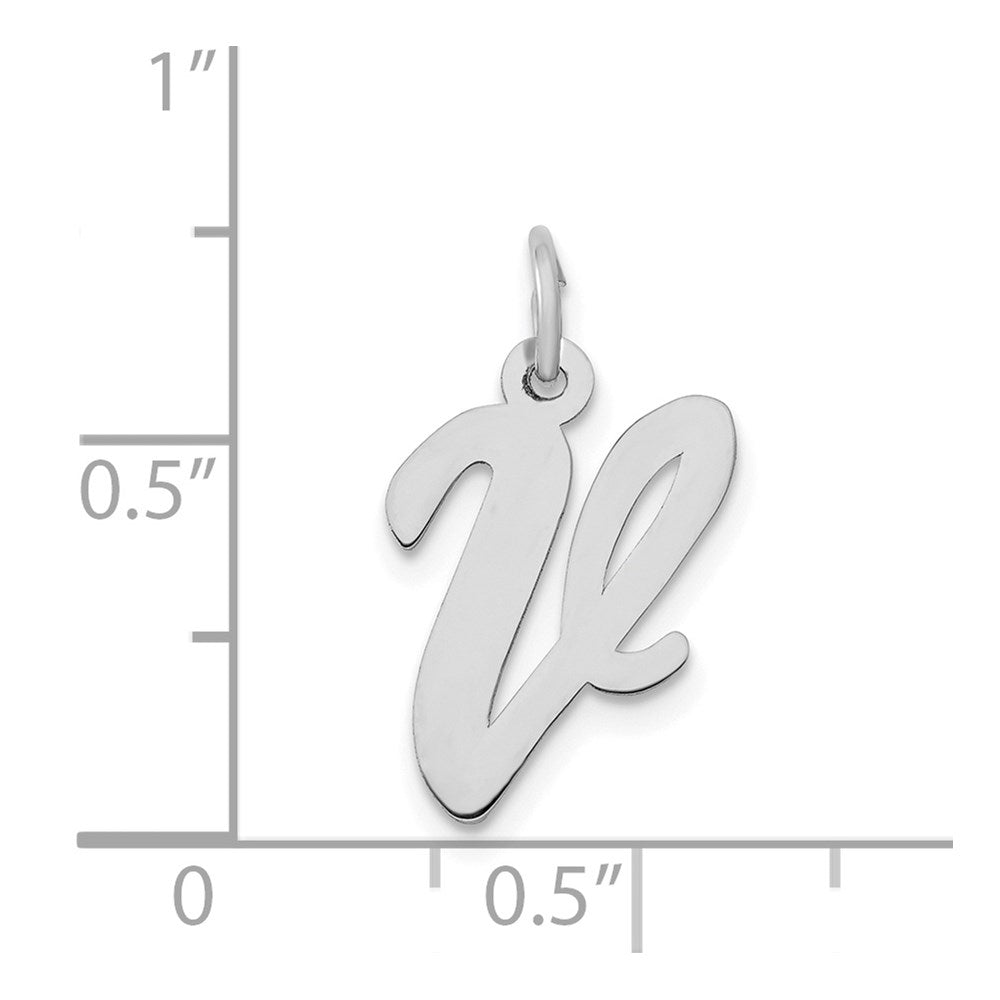 FJC Finejewelers 14 kt White Gold Medium Script Letter V Initial Charm