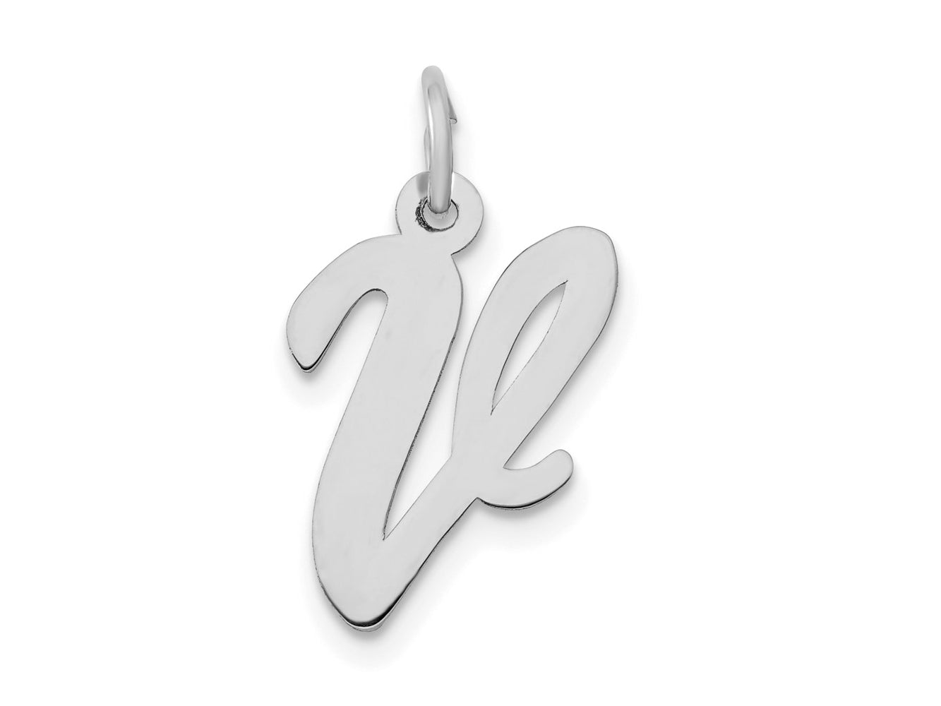 FJC Finejewelers 14 kt White Gold Medium Script Letter V Initial Charm