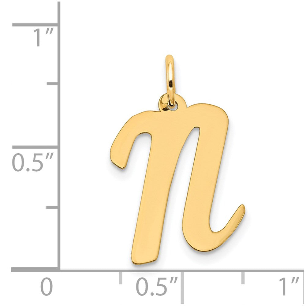 FJC Finejewelers 14 kt Yellow Gold Large Script Letter N Initial Charm