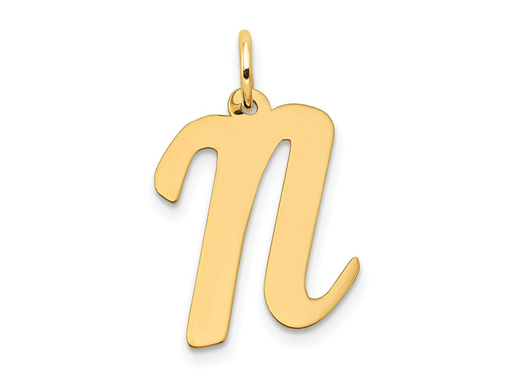 FJC Finejewelers 14 kt Yellow Gold Large Script Letter N Initial Charm
