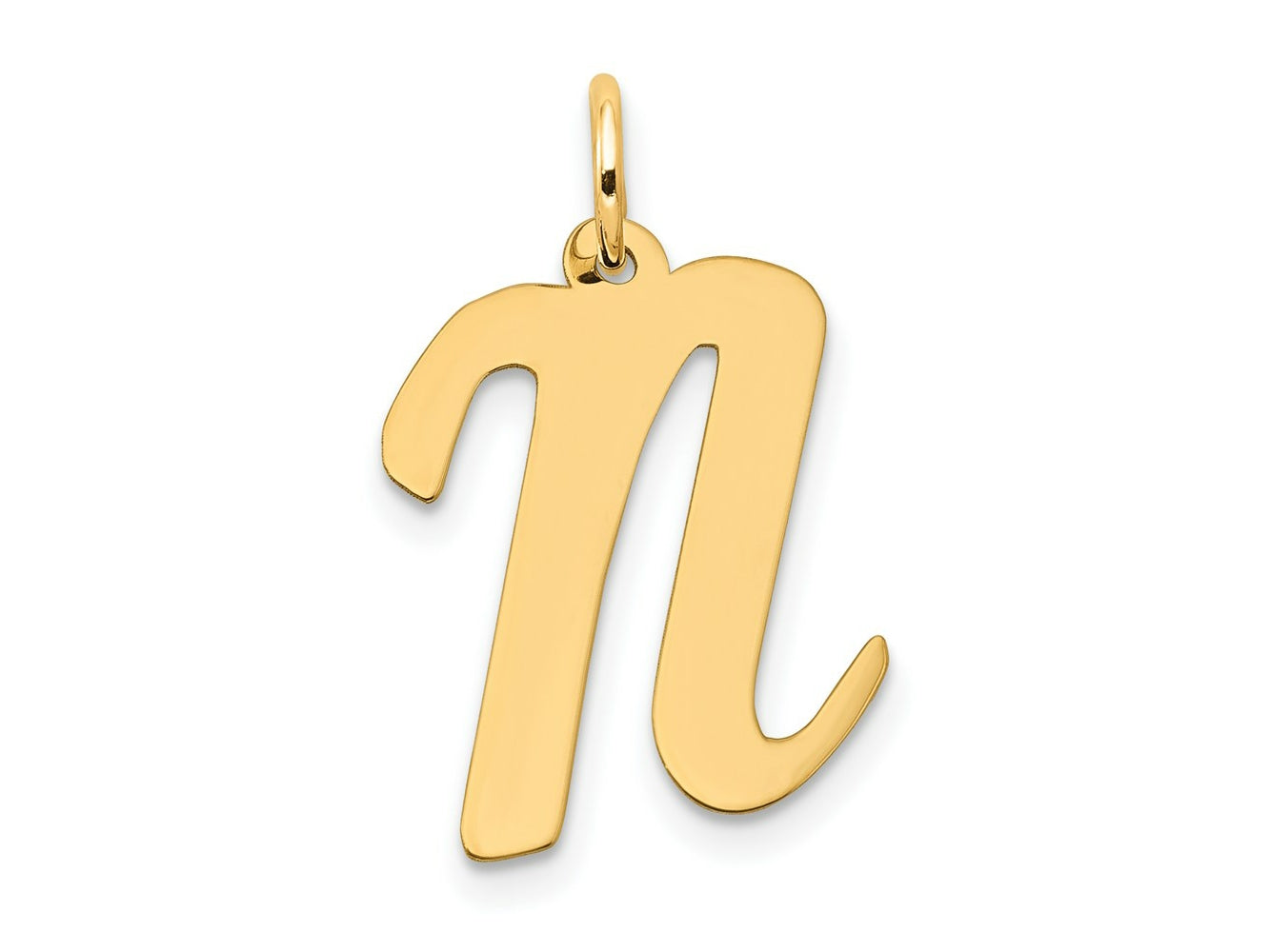 FJC Finejewelers 14 kt Yellow Gold Large Script Letter N Initial Charm