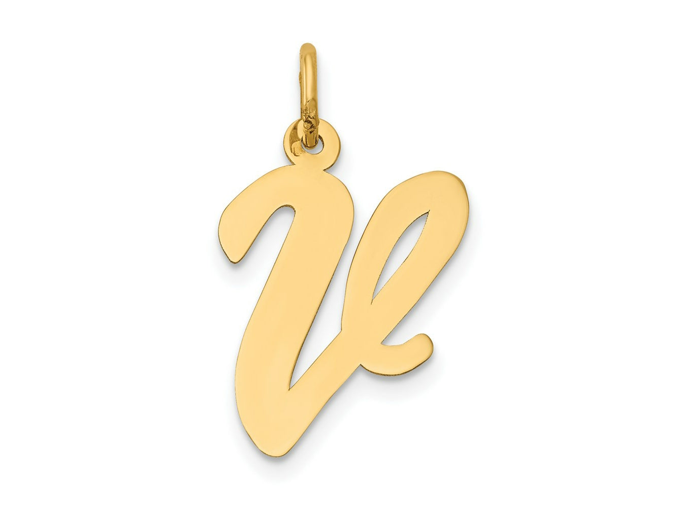 FJC Finejewelers 14 kt Yellow Gold Large Script Letter V Initial Charm