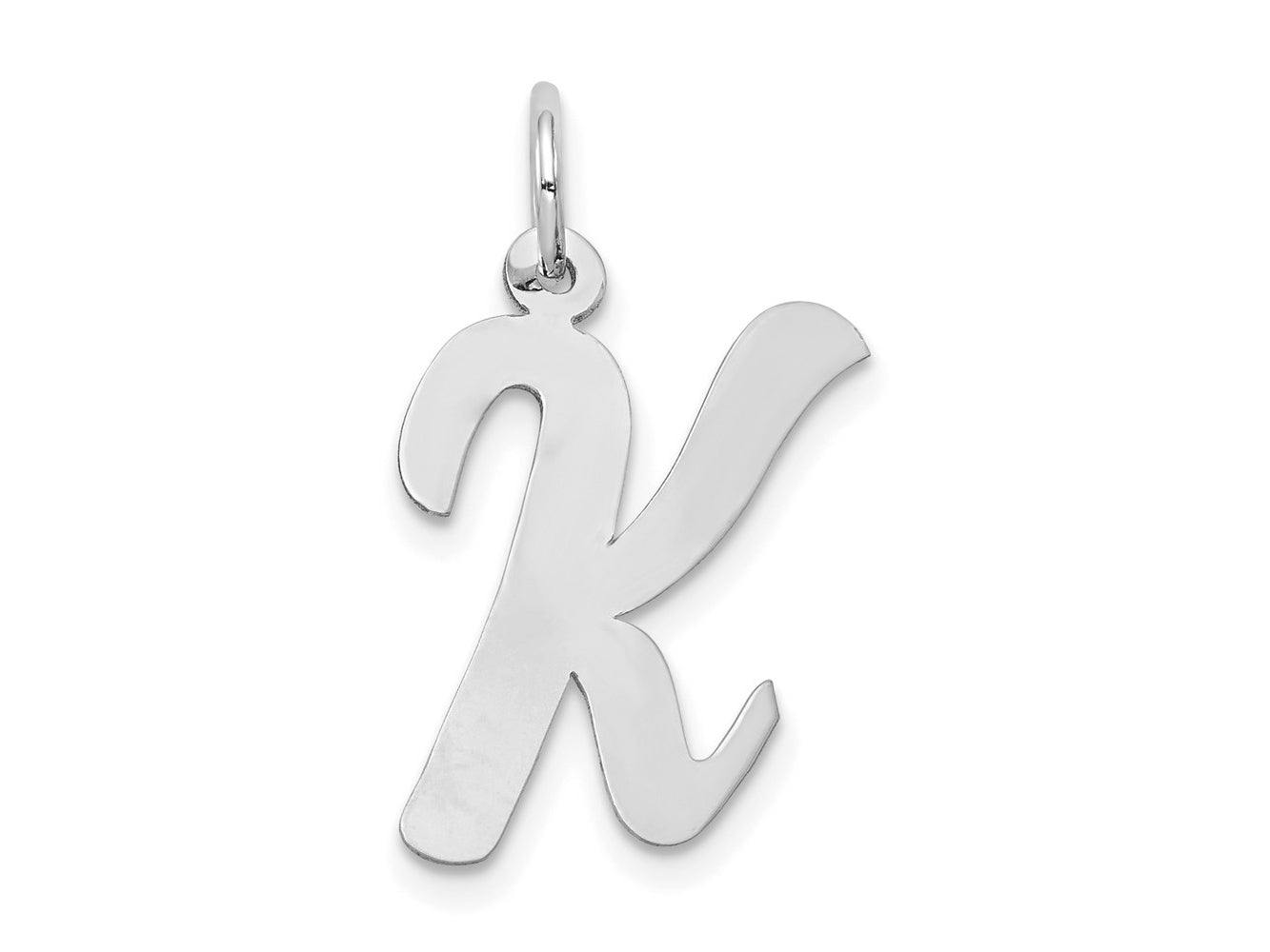 FJC Finejewelers 14 kt White Gold Large Script Letter K Initial Charm