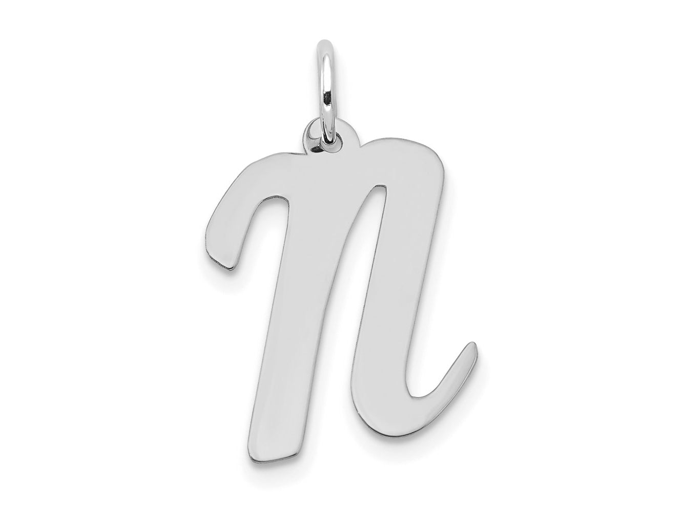 FJC Finejewelers 14 kt White Gold Large Script Letter N Initial Charm