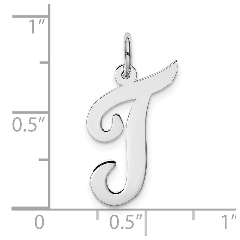 FJC Finejewelers 14 kt White Gold Large Script Letter T Initial Charm