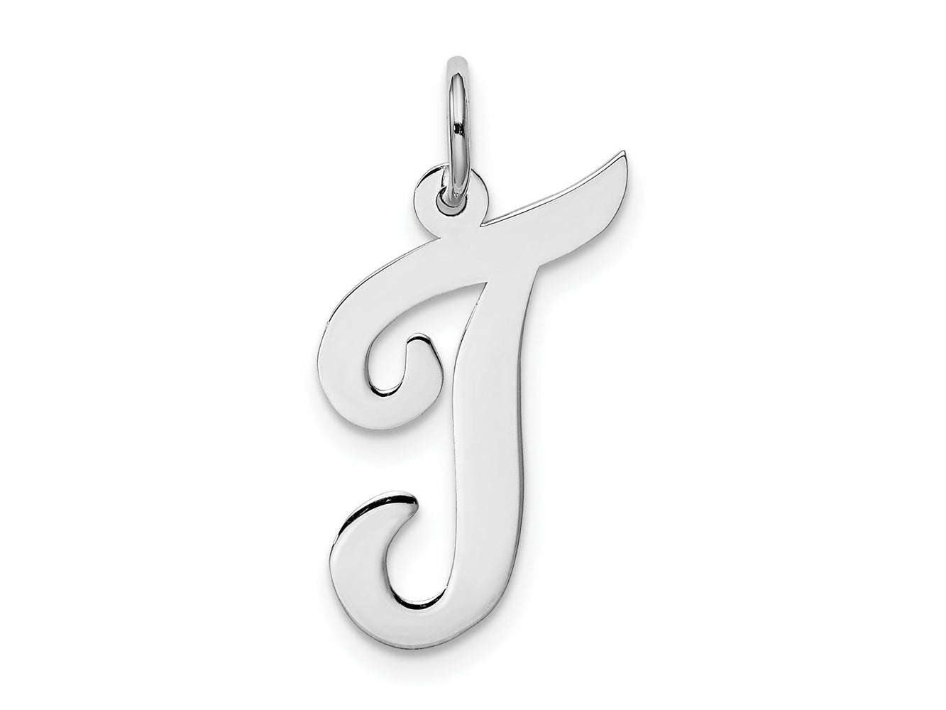 FJC Finejewelers 14 kt White Gold Large Script Letter T Initial Charm