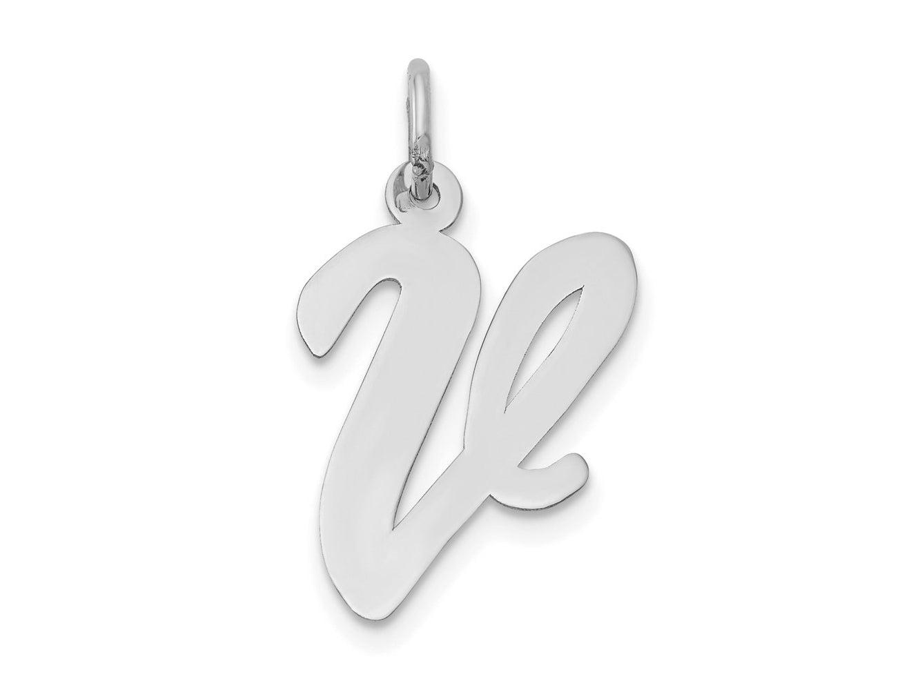 FJC Finejewelers 14 kt White Gold Large Script Letter V Initial Charm