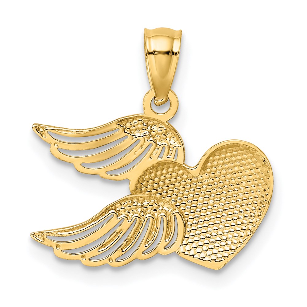 FJC Finejewelers 14 kt Yellow Gold and White Rhodium Polished Heart with Wings Charm 19 x 18 mm