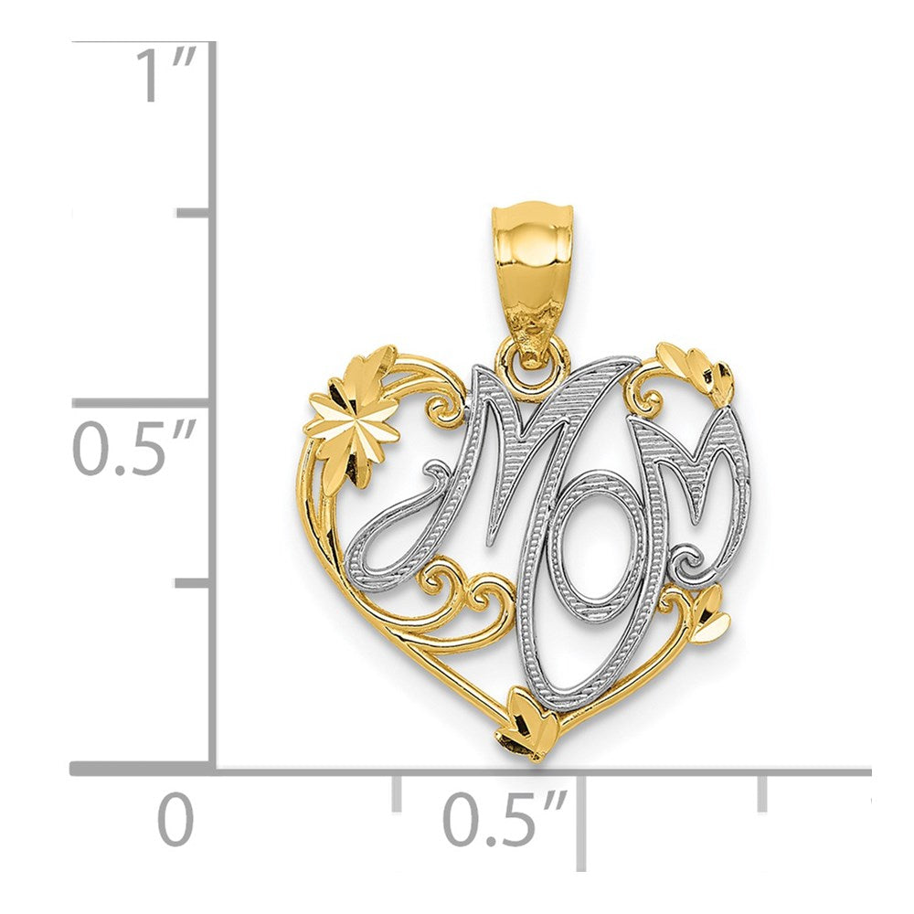 FJC Finejewelers 14 kt Yellow Gold and Rhodium MOM Charm 20 x 15 mm