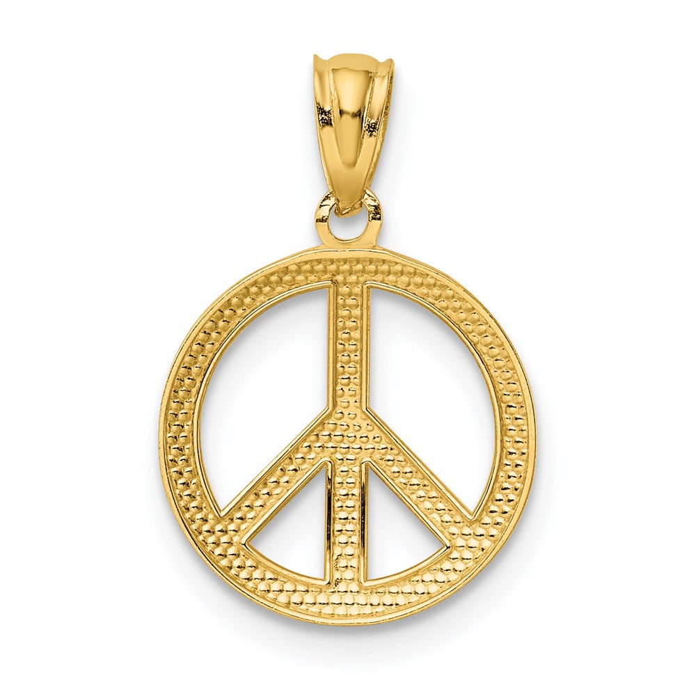 FJC Finejewelers 14 kt Yellow Gold Polished Peace Sign Circle Charm 20 x 12 mm