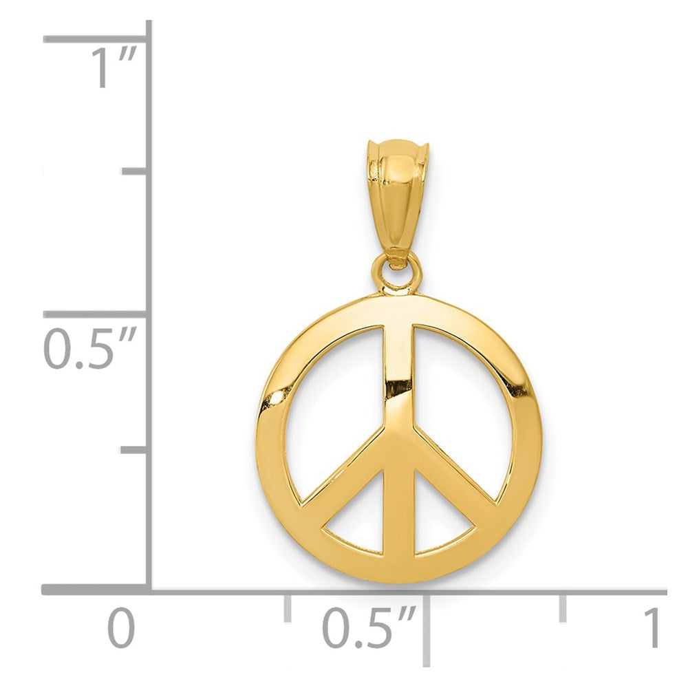 FJC Finejewelers 14 kt Yellow Gold Polished Peace Sign Circle Charm 20 x 12 mm