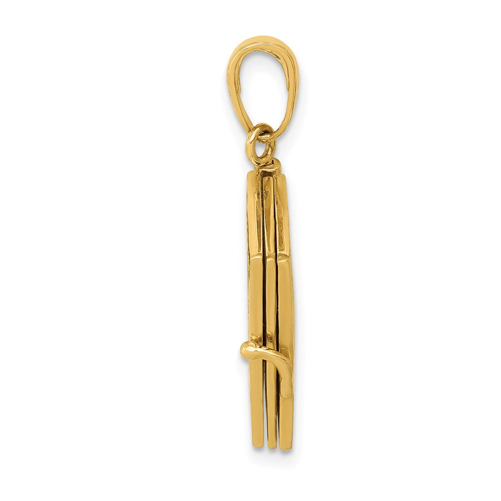 FJC Finejewelers 14 kt Yellow Gold Enamel 3-D Passport Opens Charm 25 x 18 mm