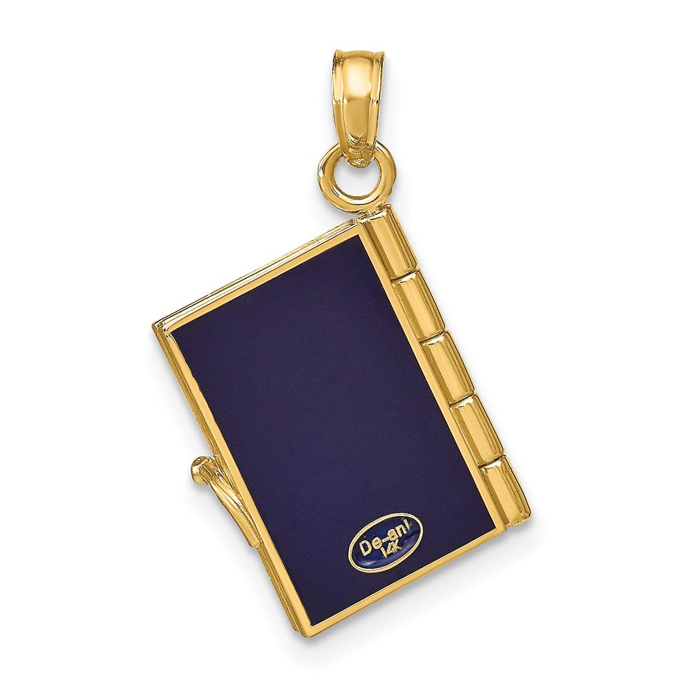 FJC Finejewelers 14 kt Yellow Gold Enamel 3-D Passport Opens Charm 25 x 18 mm