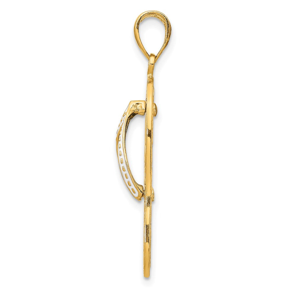 FJC Finejewelers 14 kt Yellow Gold Enamel Cut-out Flip Flop with Sea Turtles Charm 34 x 11 mm