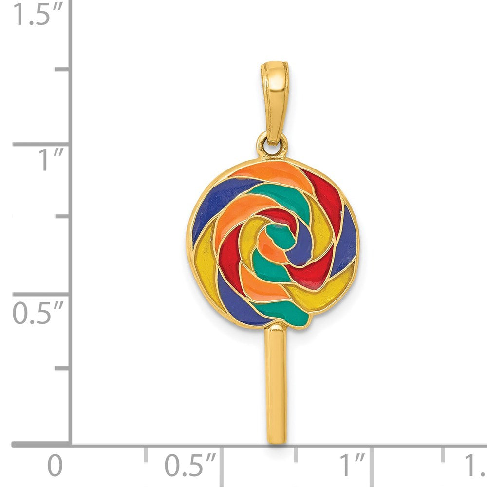 FJC Finejewelers 14 kt Yellow Gold 3D Enameled Lollipop Charm 30 x 14 mm