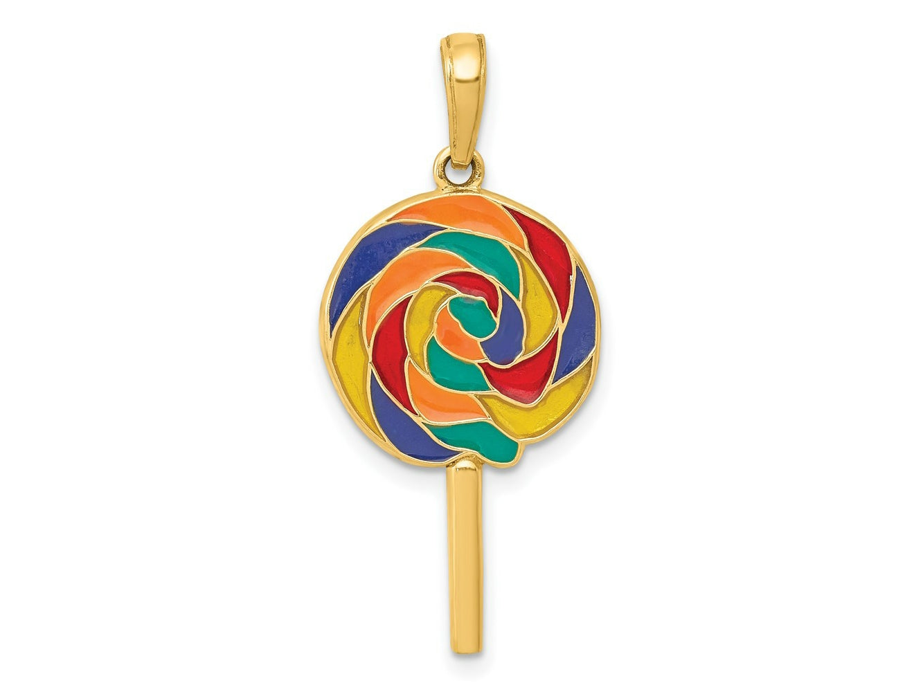 FJC Finejewelers 14 kt Yellow Gold 3D Enameled Lollipop Charm 30 x 14 mm