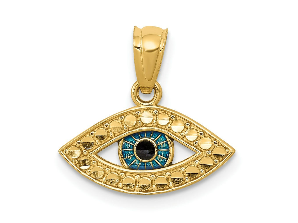 FJC Finejewelers 14 kt Yellow Gold Bright Cut Enameled Eye Charm 15 x 14 mm