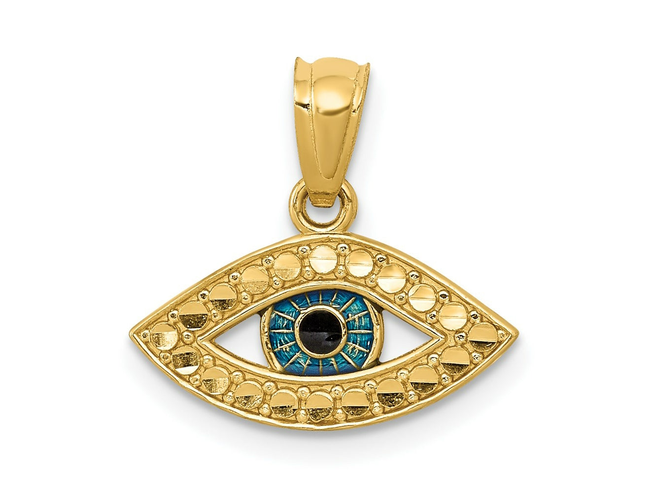 FJC Finejewelers 14 kt Yellow Gold Bright Cut Enameled Eye Charm 15 x 14 mm