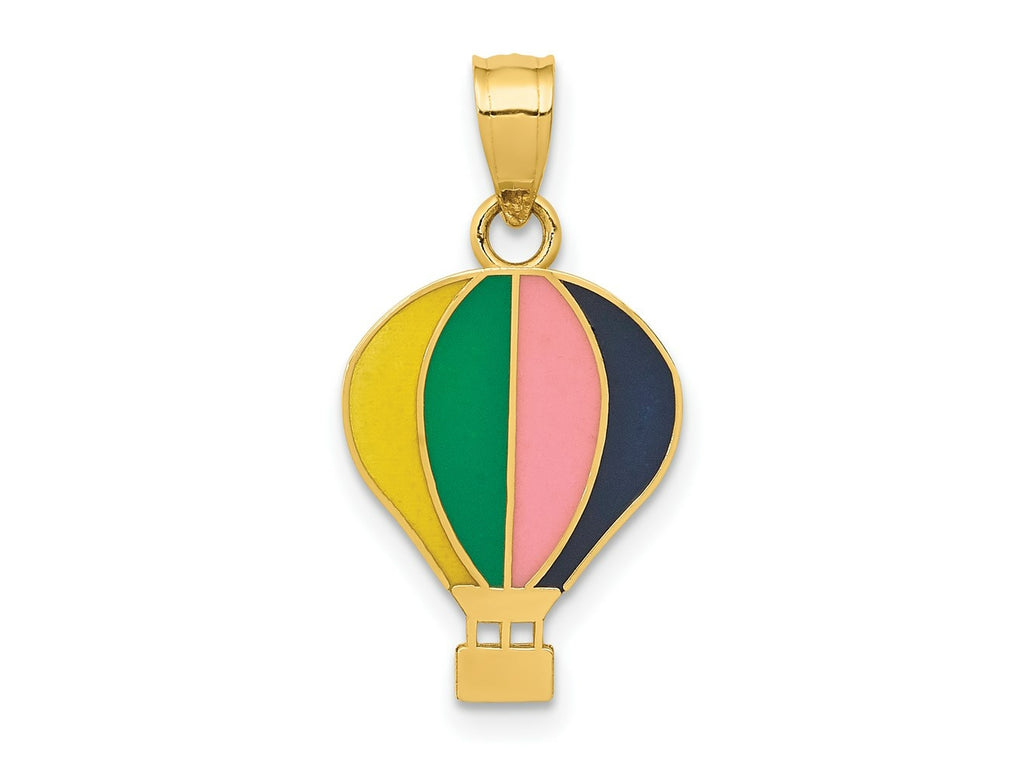 FJC Finejewelers 14 kt Yellow Gold Polished Multi-color Enamel Hot Air Balloon Charm 23 x 12 mm