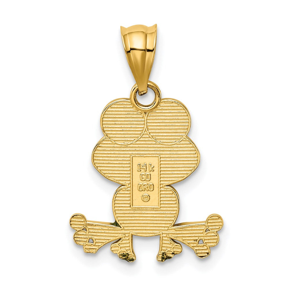 FJC Finejewelers 14 kt Yellow Gold Green and White Enameled Frog 23 x 15 mm