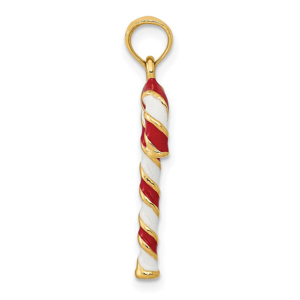 FJC Finejewelers 14 kt Yellow Gold 3D Enameled Candy Cane Charm 25 x 9 mm