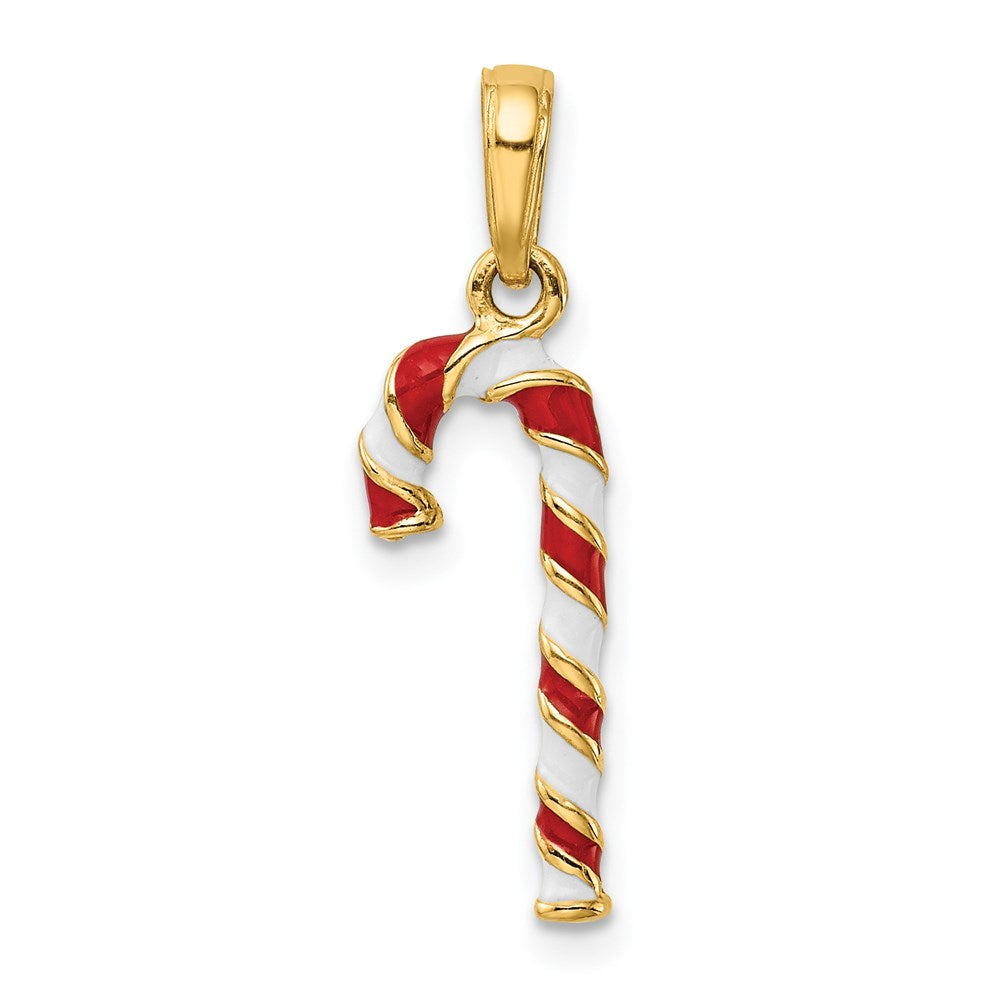 FJC Finejewelers 14 kt Yellow Gold 3D Enameled Candy Cane Charm 25 x 9 mm