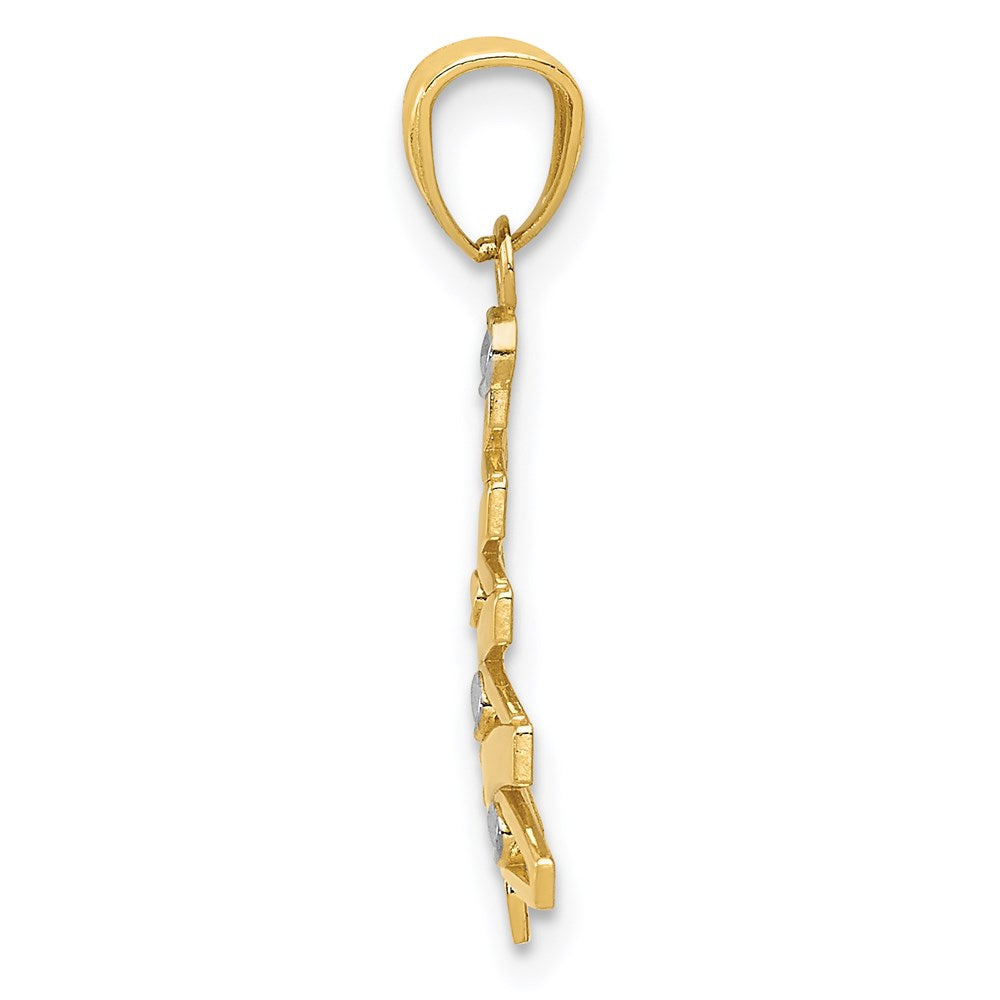 FJC Finejewelers 14 kt Yellow Gold with Rhodium Christmas Tree Charm 22 x 15 mm