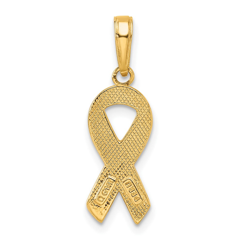 FJC Finejewelers 14 kt Yellow Gold Pink Enameled Awareness Ribbon Charm 23 x 13 mm