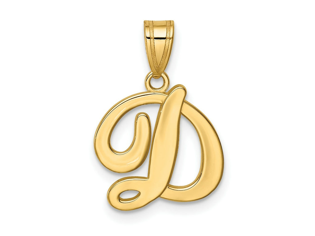 FJC Finejewelers 14 kt Yellow Gold Script Letter D Initial Charm 14 x 13 mm