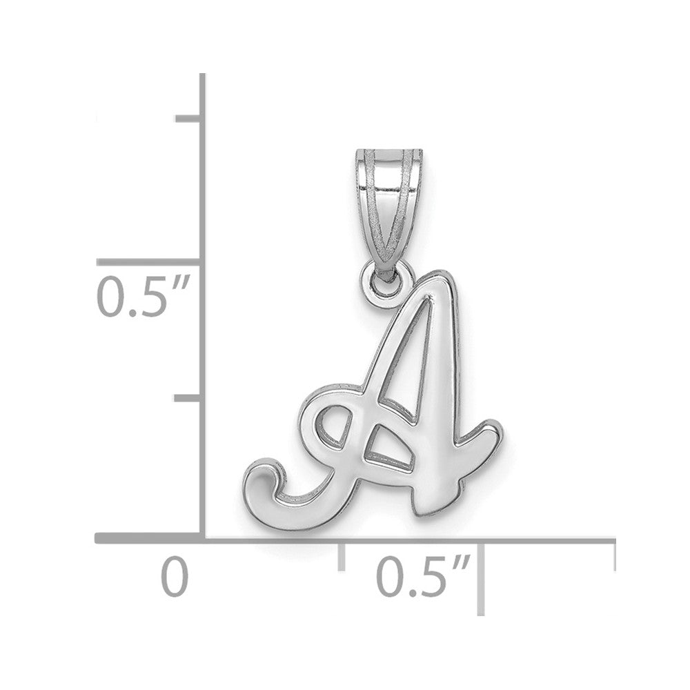 FJC Finejewelers 14 kt White Gold  Script Letter A Initial Charm 13 mm x 12 mm