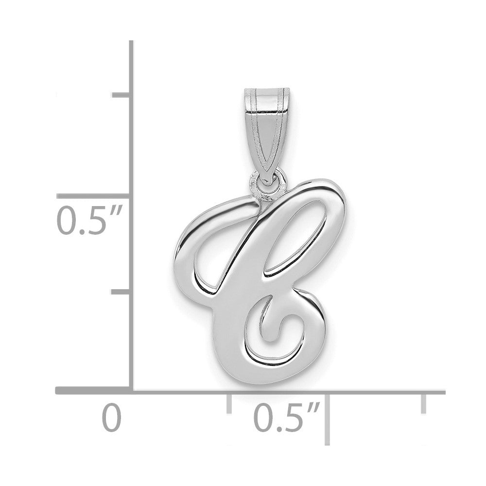 FJC Finejewelers 14 kt White Gold  Script Letter C Initial Charm 14 mm x 11 mm