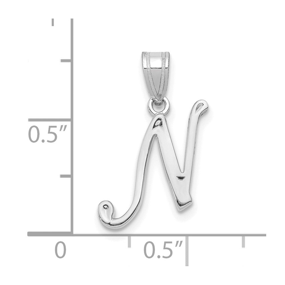 FJC Finejewelers 14 kt White Gold  Script Letter N Initial Charm