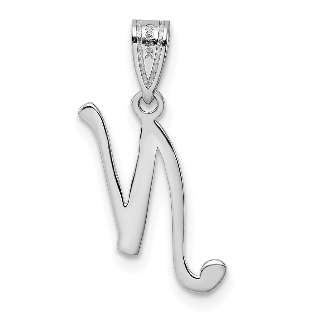 FJC Finejewelers 14 kt White Gold  Script Letter N Initial Charm