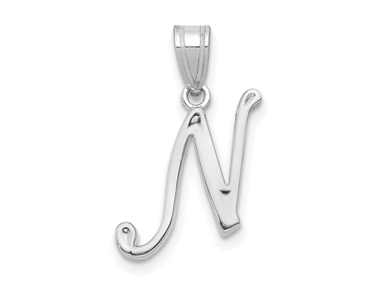 FJC Finejewelers 14 kt White Gold  Script Letter N Initial Charm