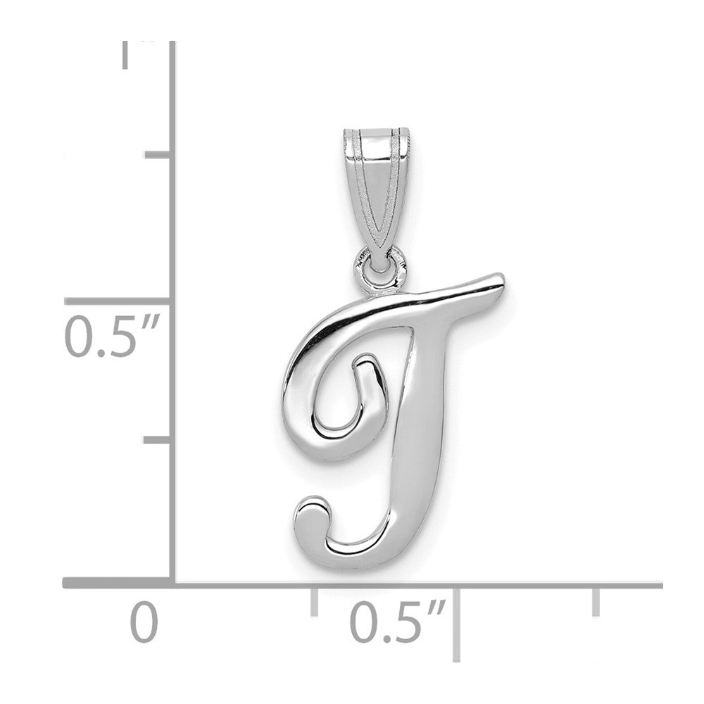 FJC Finejewelers 14 kt White Gold  Script Letter T Initial Charm