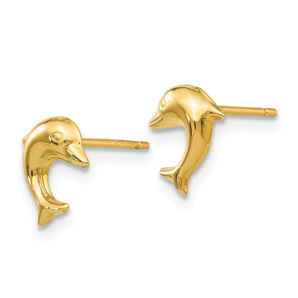 FJC Finejewelers 14 kt Yellow Gold Button Small Dolphin Post Earrings 9 x 8 mm