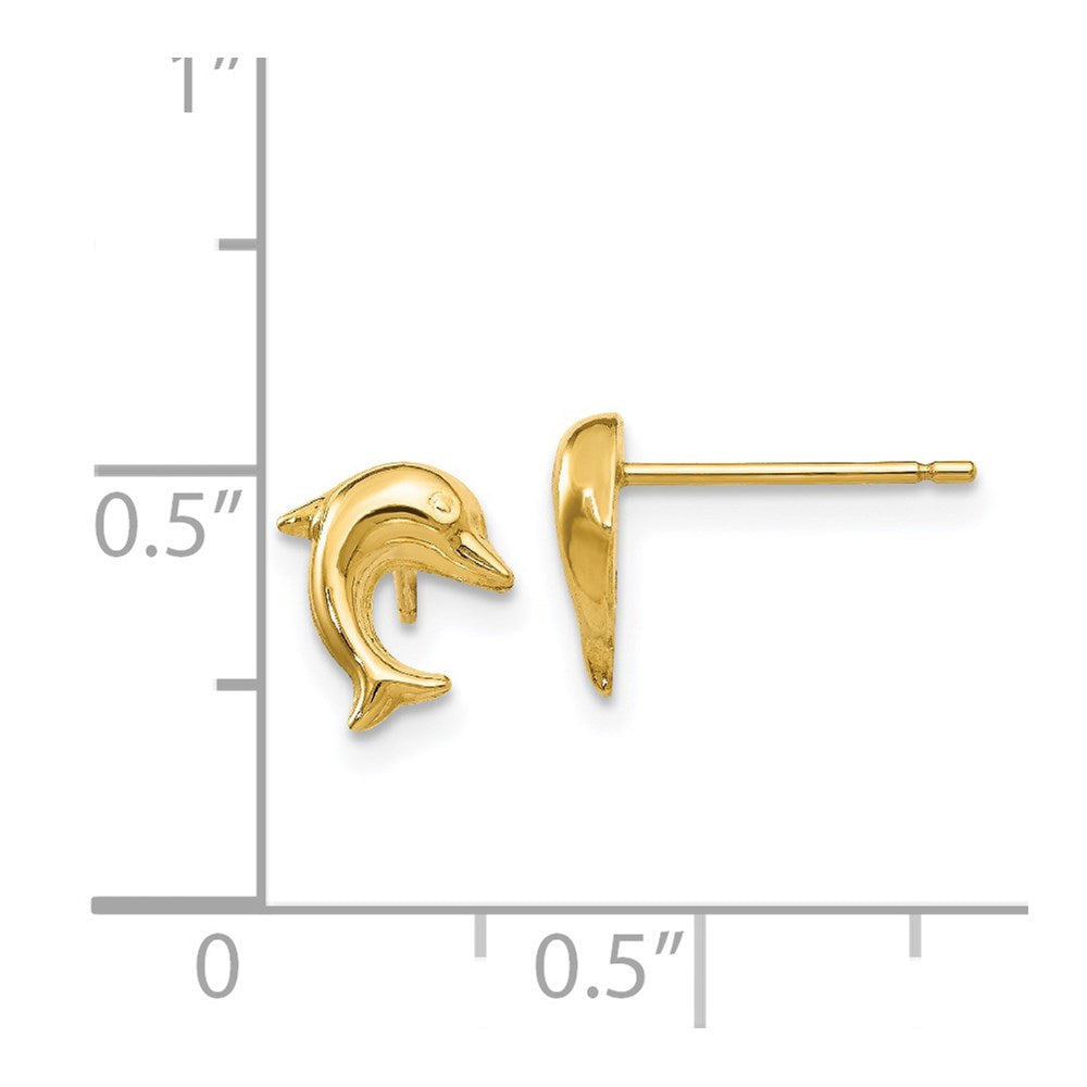 FJC Finejewelers 14 kt Yellow Gold Button Small Dolphin Post Earrings 9 x 8 mm