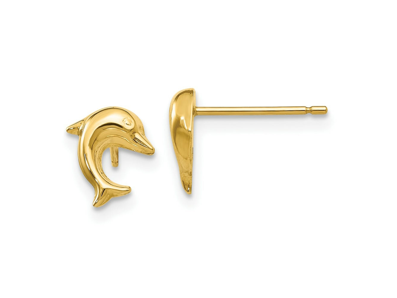 FJC Finejewelers 14 kt Yellow Gold Button Small Dolphin Post Earrings 9 x 8 mm
