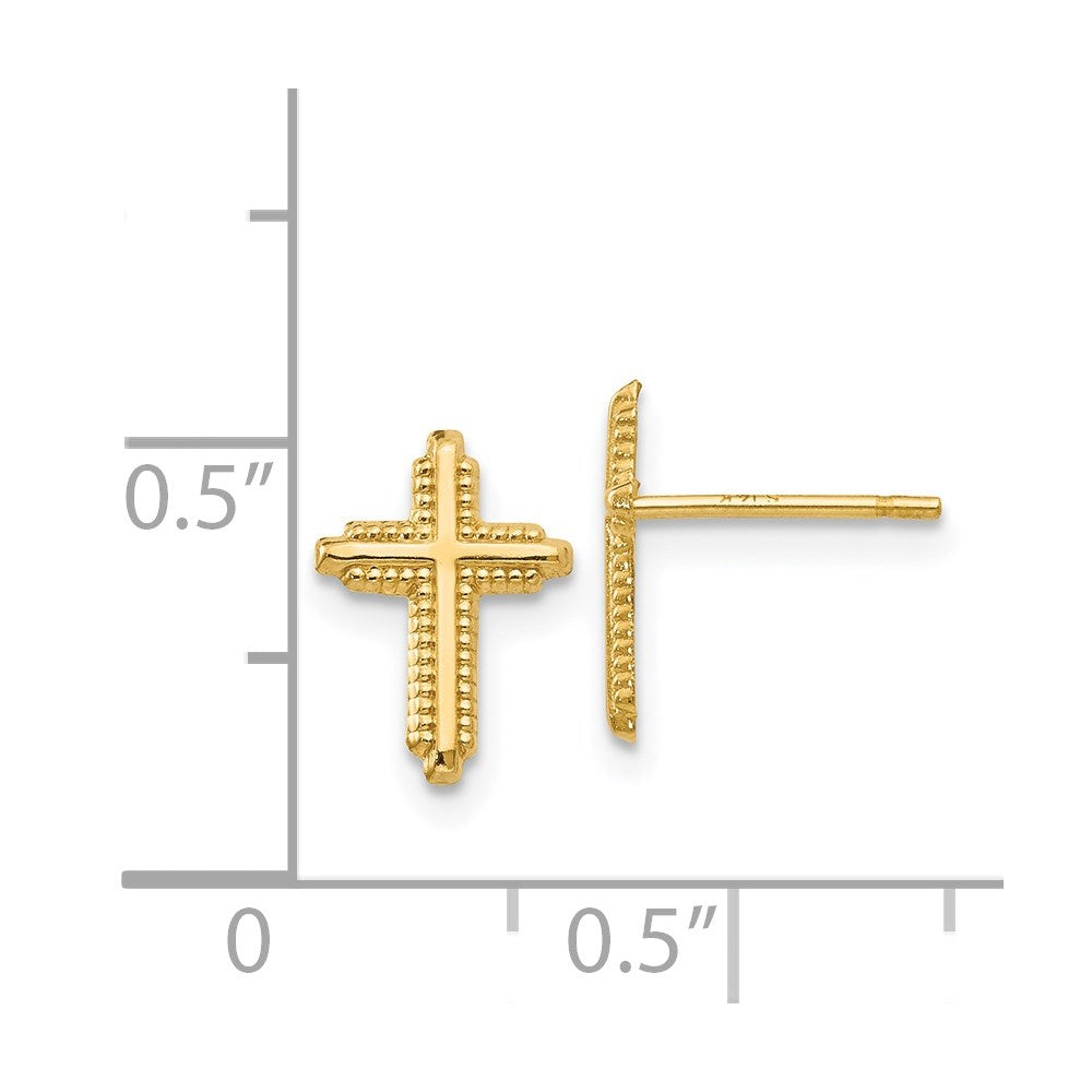 FJC Finejewelers 14 kt Yellow Gold Button Polished Cross Post Earrings 10 mm x 7 mm