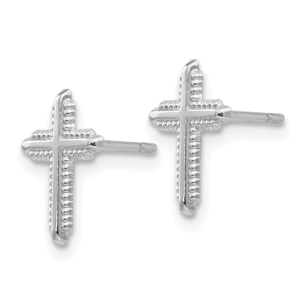 FJC Finejewelers 14 kt White Gold Button Polished Cross Post Earrings 10 mm x 7 mm